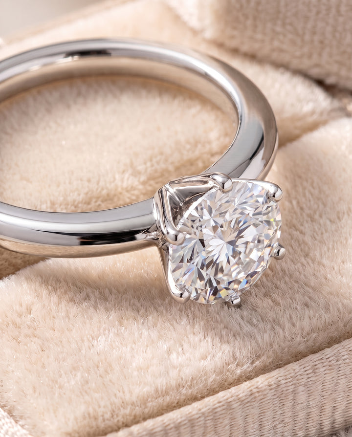 The Elsa Timeless Comfort Fit Rounded Solitaire Round Engagement Ring Setting in Platinum
