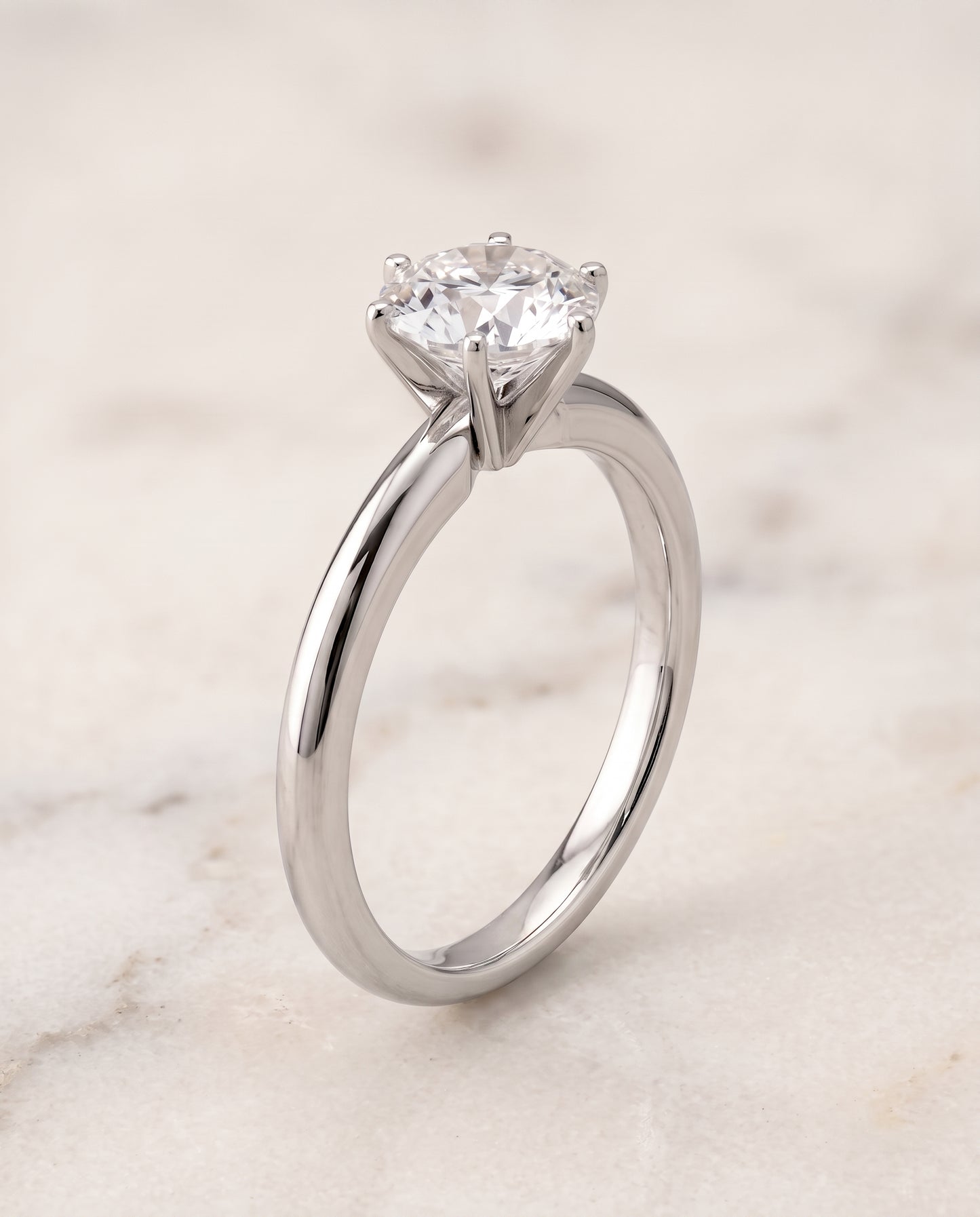 The Elsa Timeless Comfort Fit Rounded Solitaire Round Engagement Ring Setting in Platinum