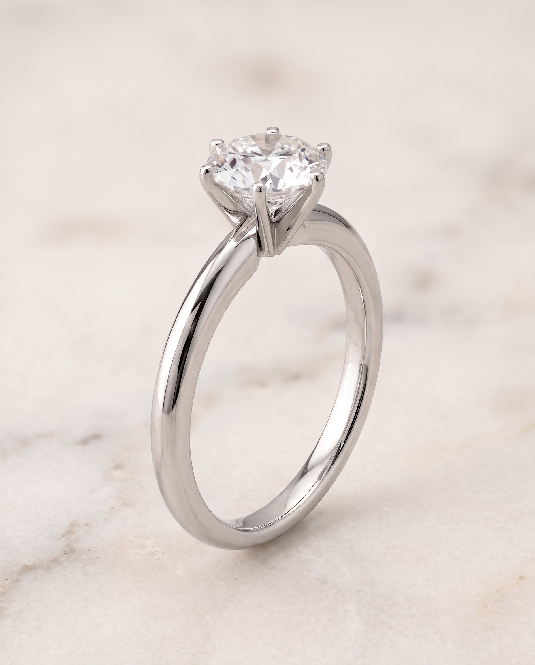 The Elsa Timeless Comfort Fit Rounded Solitaire Round Engagement Ring Setting in Platinum