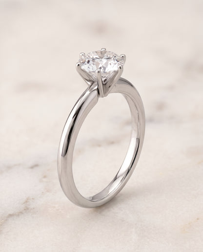 The Elsa Timeless Comfort Fit Rounded Solitaire Round Engagement Ring Setting in Platinum