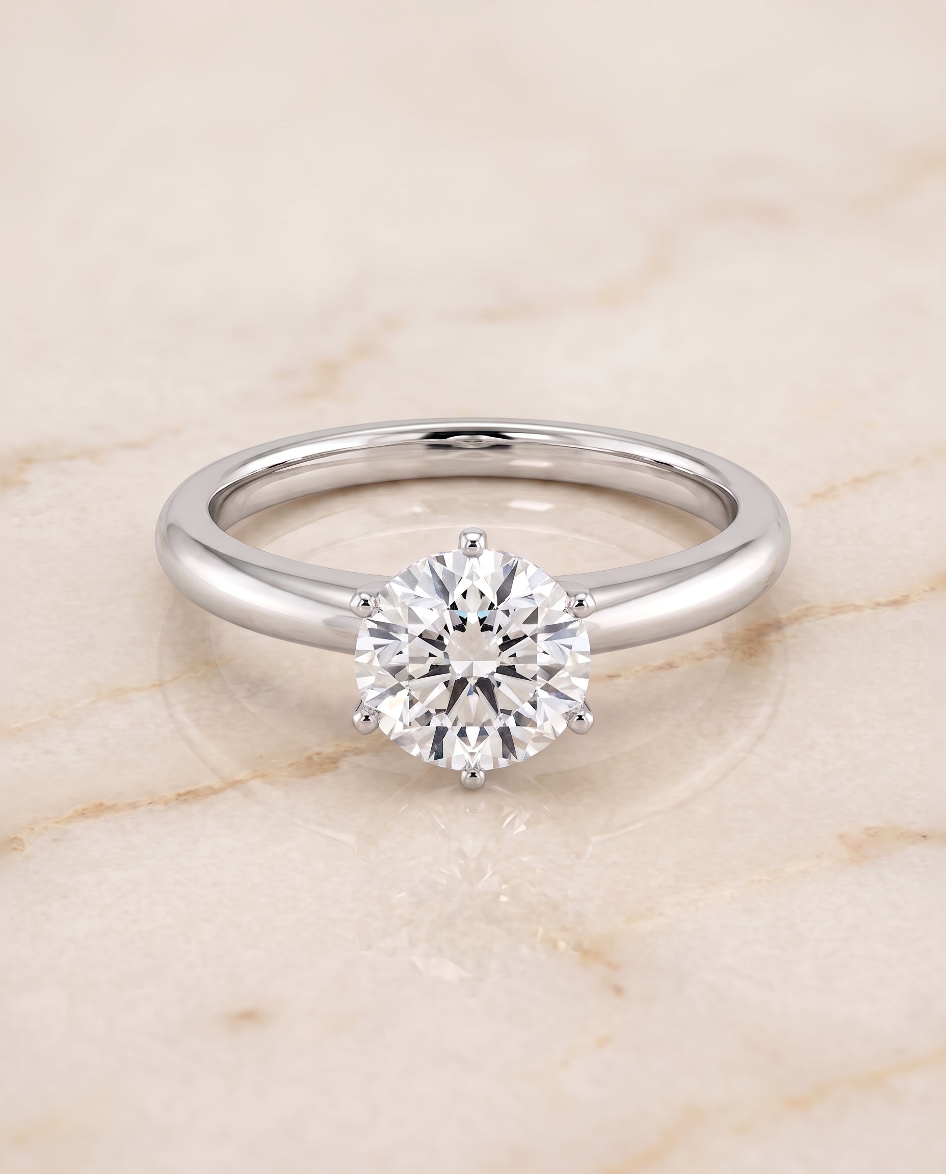 The Elsa Timeless Comfort Fit Rounded Solitaire Round Engagement Ring Setting in Platinum