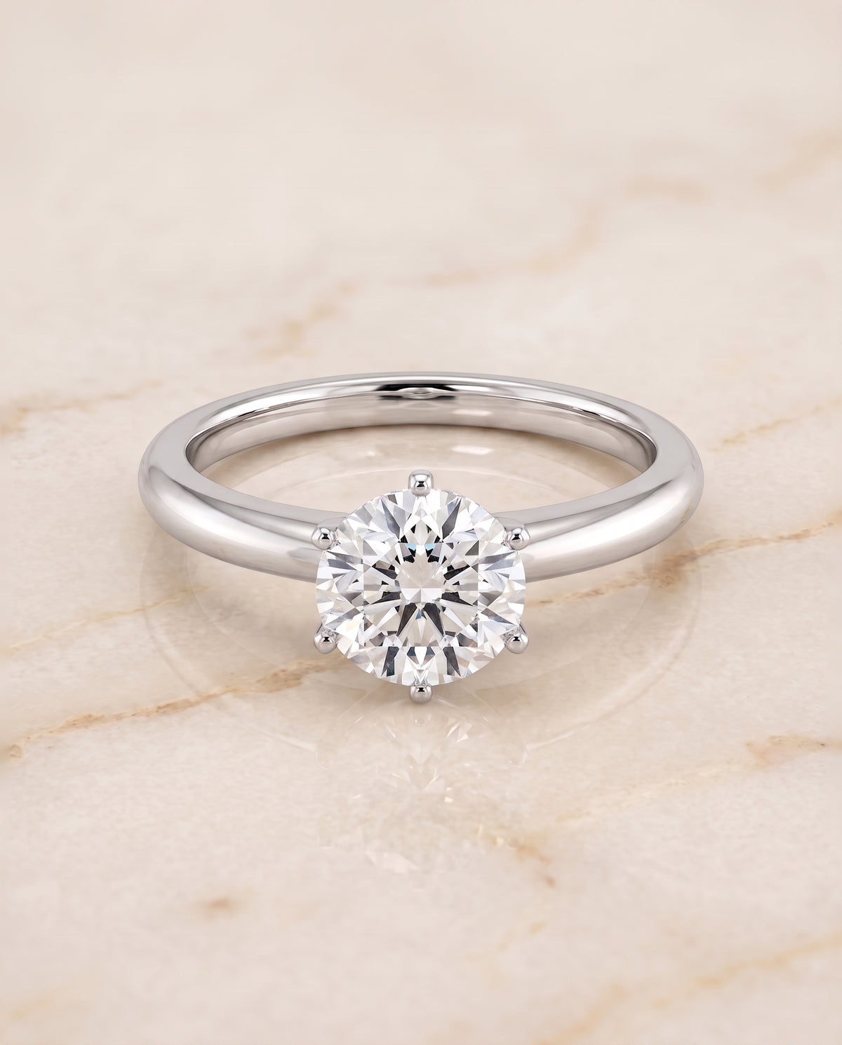 The Elsa Timeless Comfort Fit Rounded Solitaire Round Engagement Ring Setting in Platinum