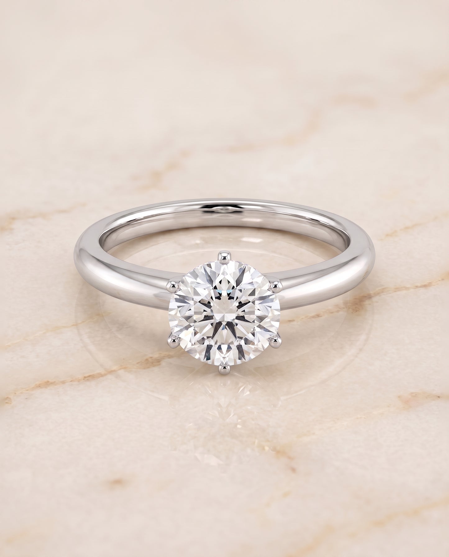 The Elsa Timeless Comfort Fit Rounded Solitaire Round Engagement Ring Setting in Platinum