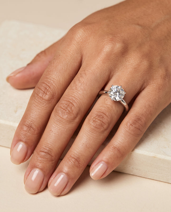 The Elsa Timeless Comfort Fit Rounded Solitaire Round Engagement Ring Setting in Platinum