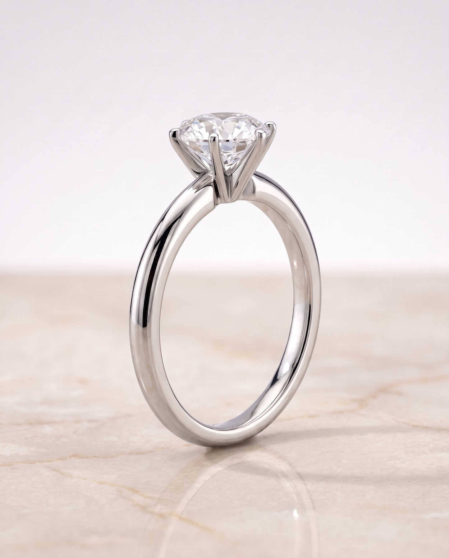 The Elsa Timeless Comfort Fit Rounded Solitaire Round Engagement Ring Setting in Platinum