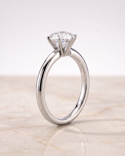 The Elsa Timeless Comfort Fit Rounded Solitaire Round Engagement Ring Setting in Platinum