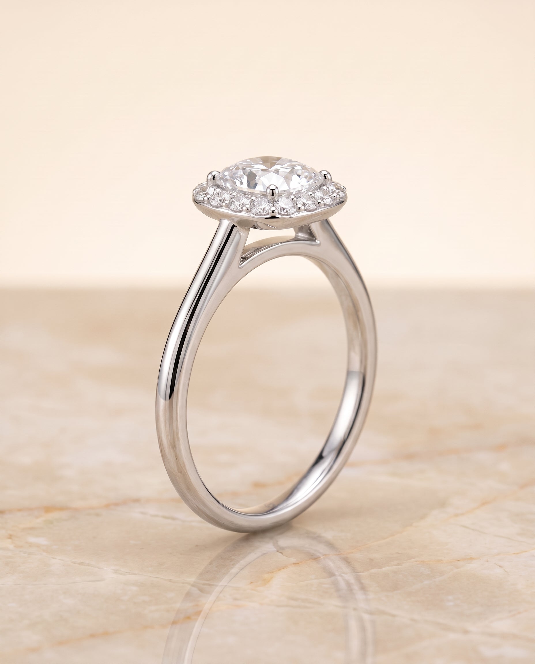The Etta setting for cushion diamonds, made to order in Platinum | RockHer