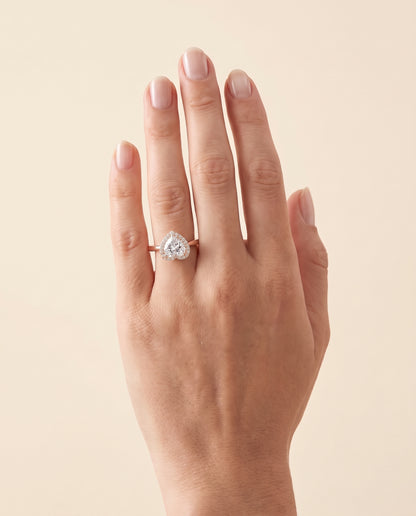The Etta Classic Shared Prong Halo Heart Engagement Ring Setting in 14K Rose Gold