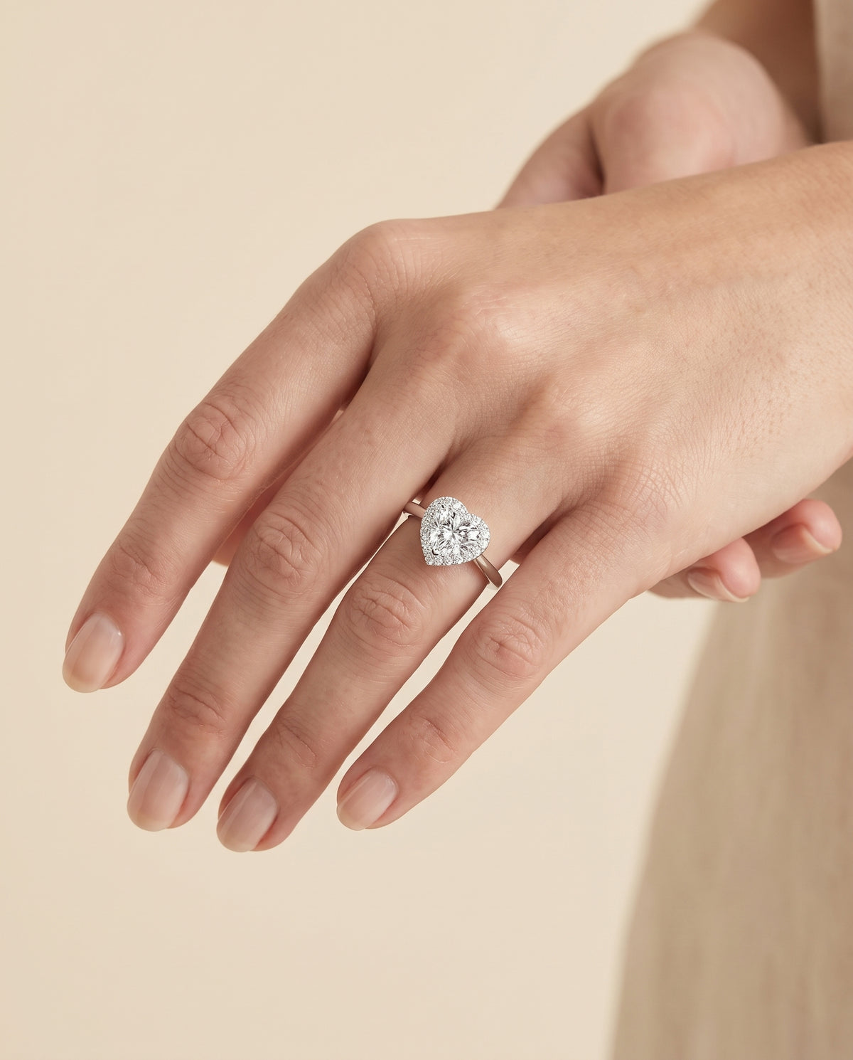 The Etta Classic Shared Prong Halo Heart Engagement Ring Setting in 18K White Gold