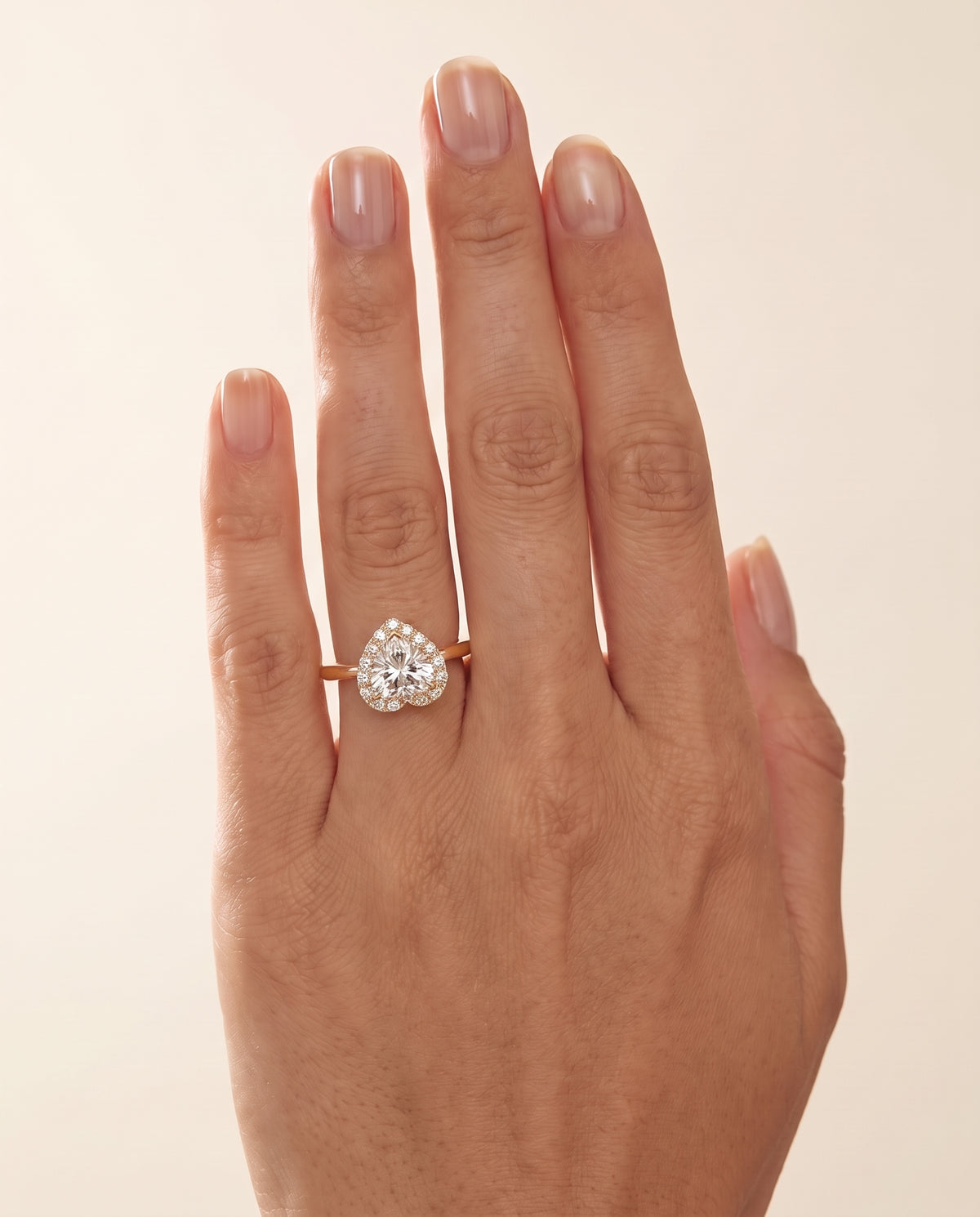 The Etta Classic Shared Prong Halo Heart Engagement Ring Setting in 18K Yellow Gold