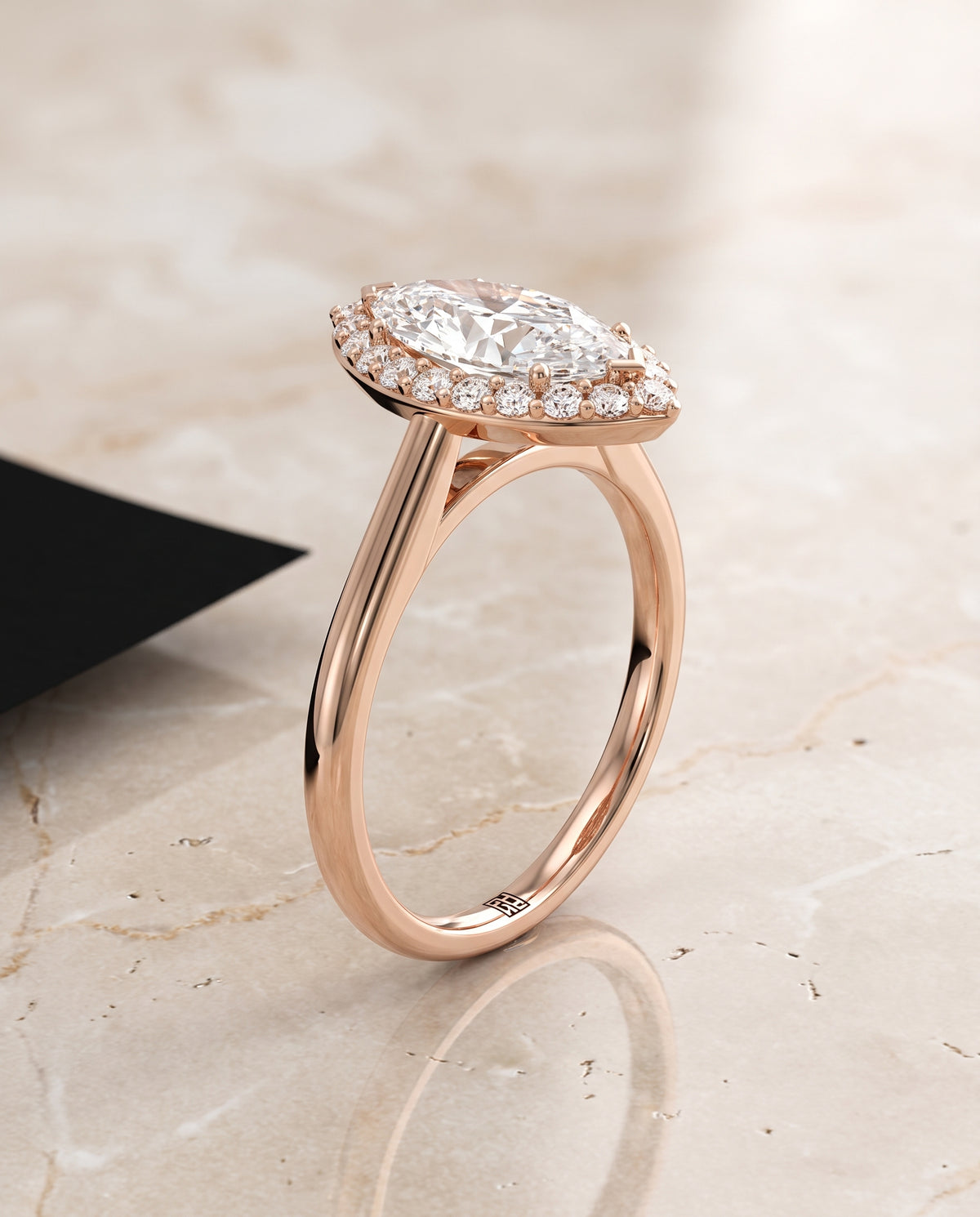 The Etta Classic Shared Prong Halo Marquise Engagement Ring Setting in 14K Rose Gold