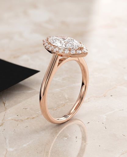 The Etta Classic Shared Prong Halo Marquise Engagement Ring Setting in 14K Rose Gold