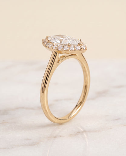 The Etta Classic Shared Prong Halo Marquise Engagement Ring Setting in 18K Yellow Gold