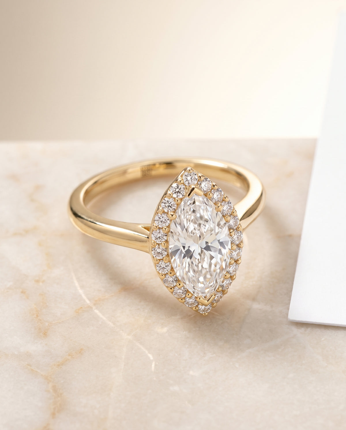 The Etta marquise engagement ring setting in 18K Yellow Gold | RockHer