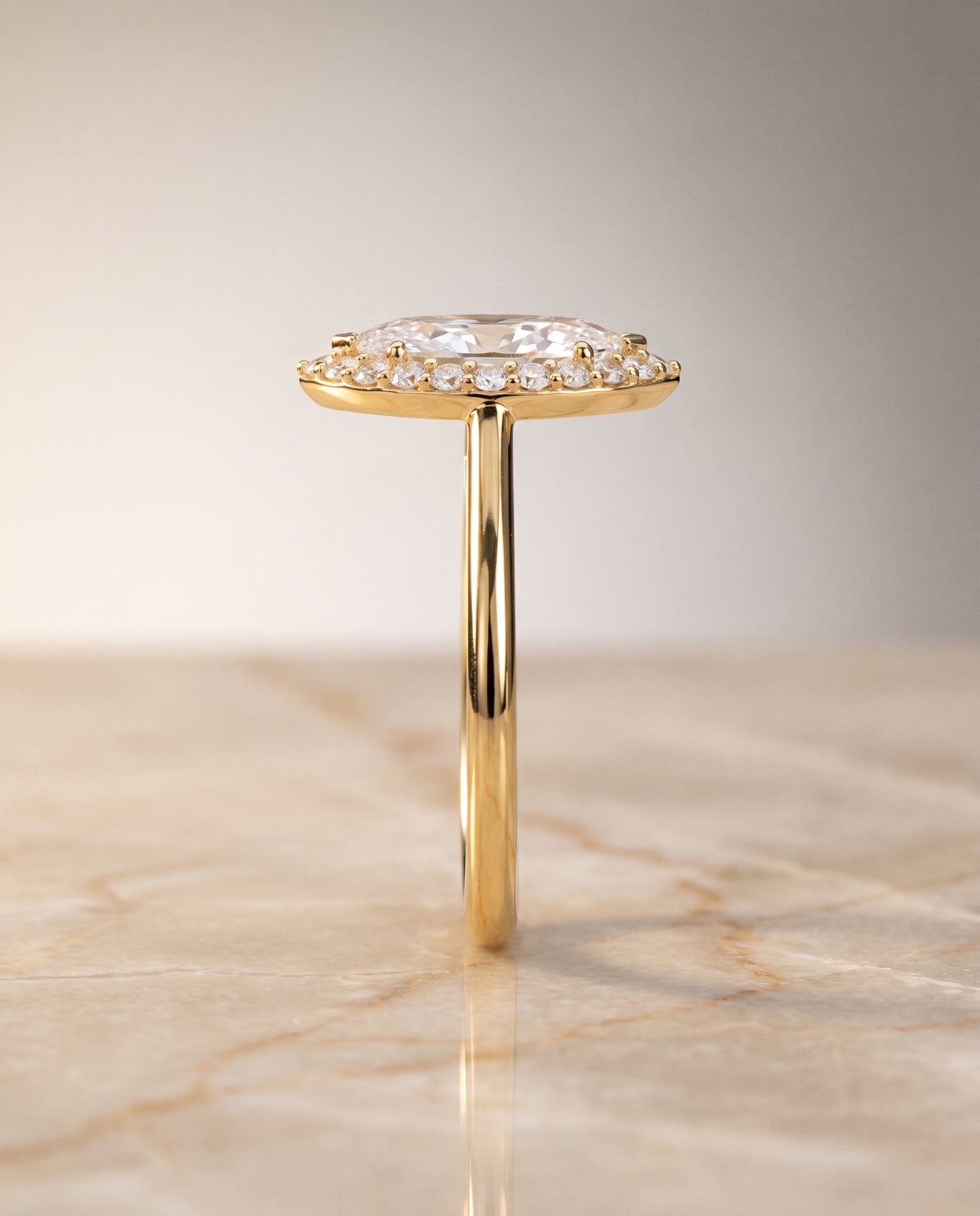 The Etta Classic Shared Prong Halo Marquise Engagement Ring Setting in 18K Yellow Gold