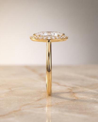 The Etta Classic Shared Prong Halo Marquise Engagement Ring Setting in 18K Yellow Gold