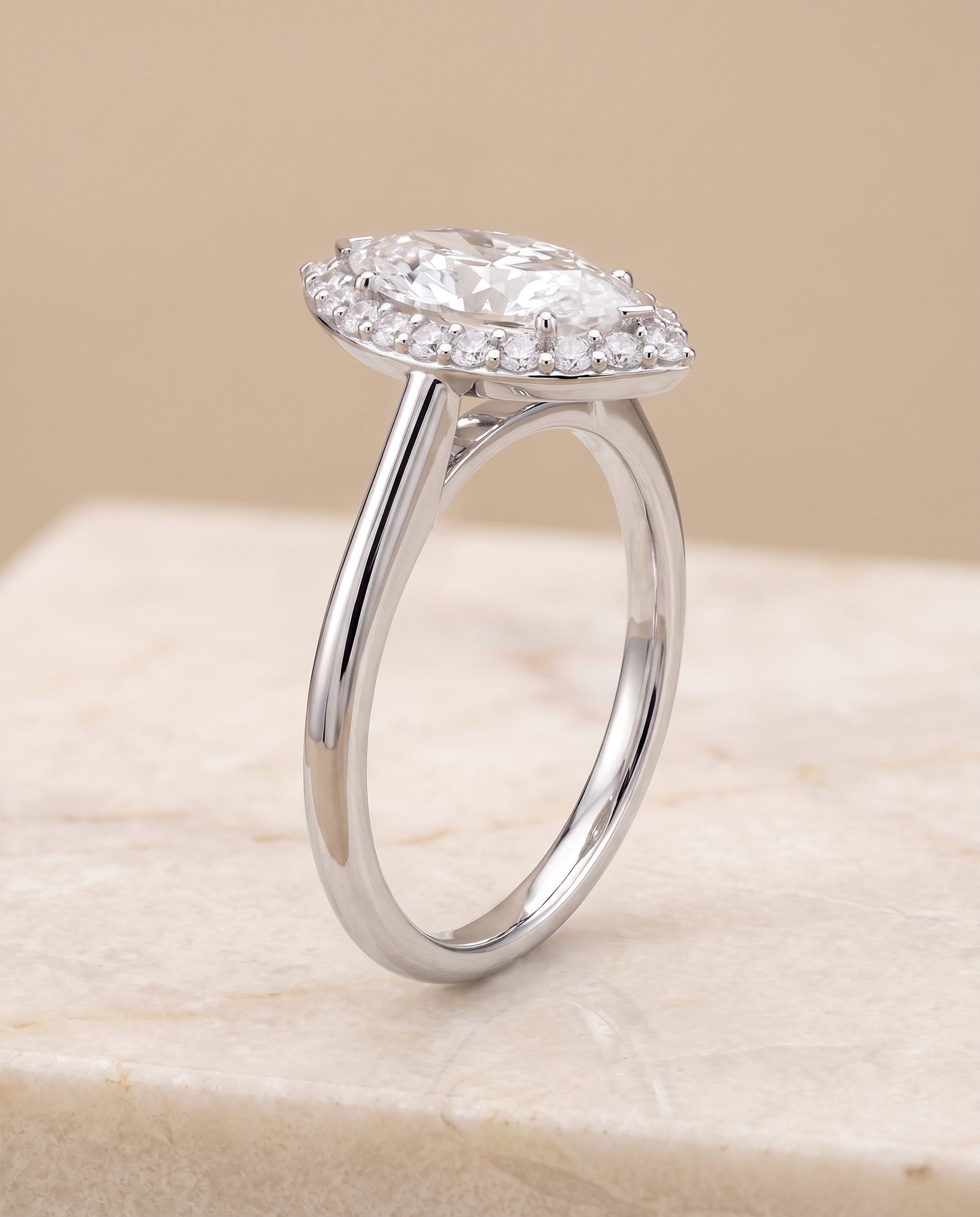 The Etta Classic Shared Prong Halo Marquise Engagement Ring Setting in Platinum