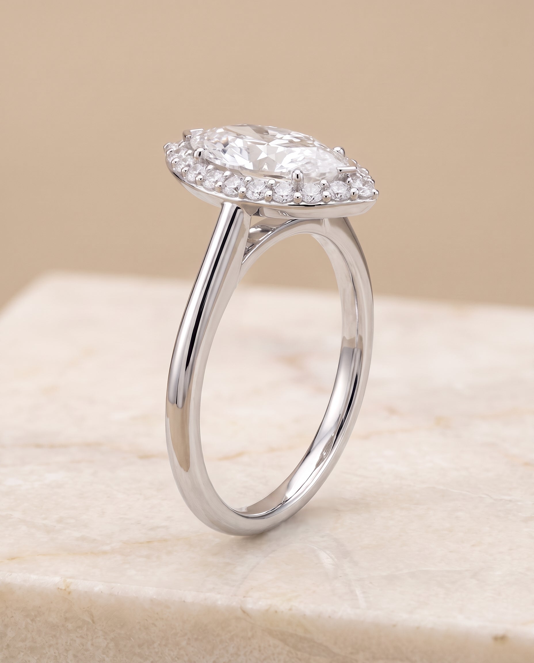 The Etta Classic Shared Prong Halo Marquise Engagement Ring Setting in Platinum
