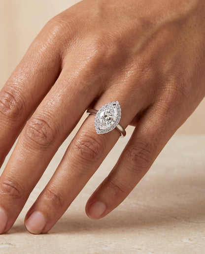 The Etta Classic Shared Prong Halo Marquise Engagement Ring Setting in Platinum