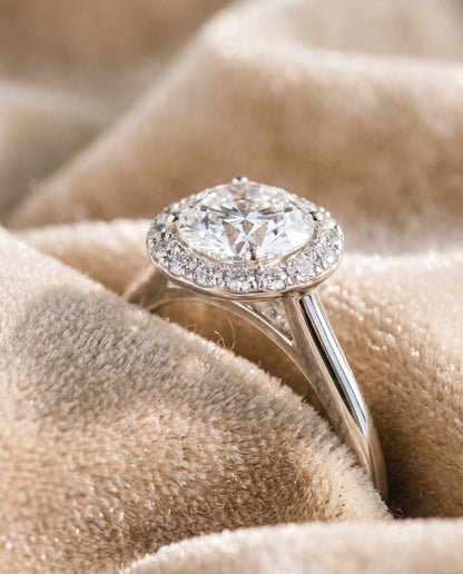 The Etta Classic Shared Prong Halo Round Engagement Ring Setting in Platinum
