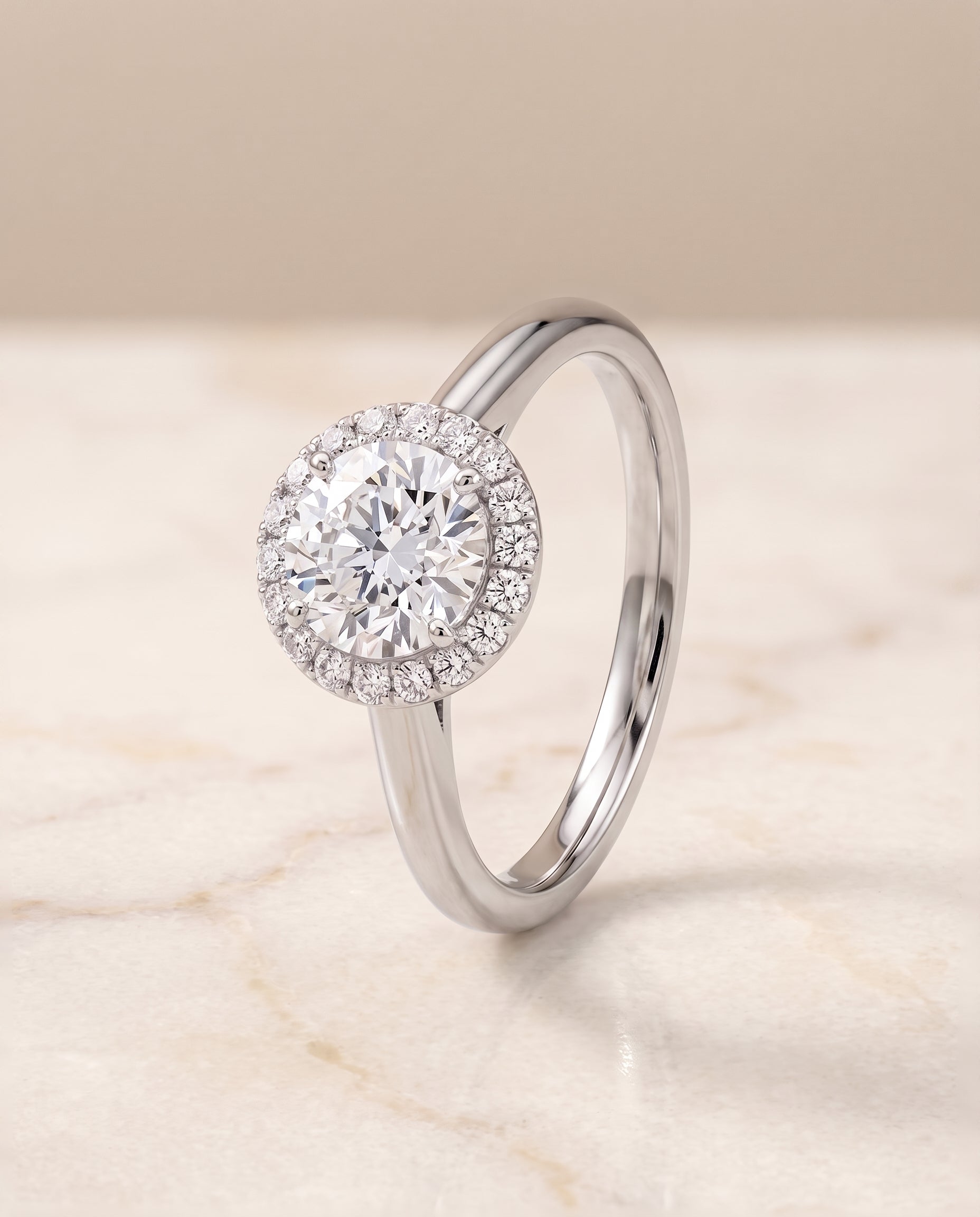 The Etta setting for round diamonds, made to order in Platinum | RockHer