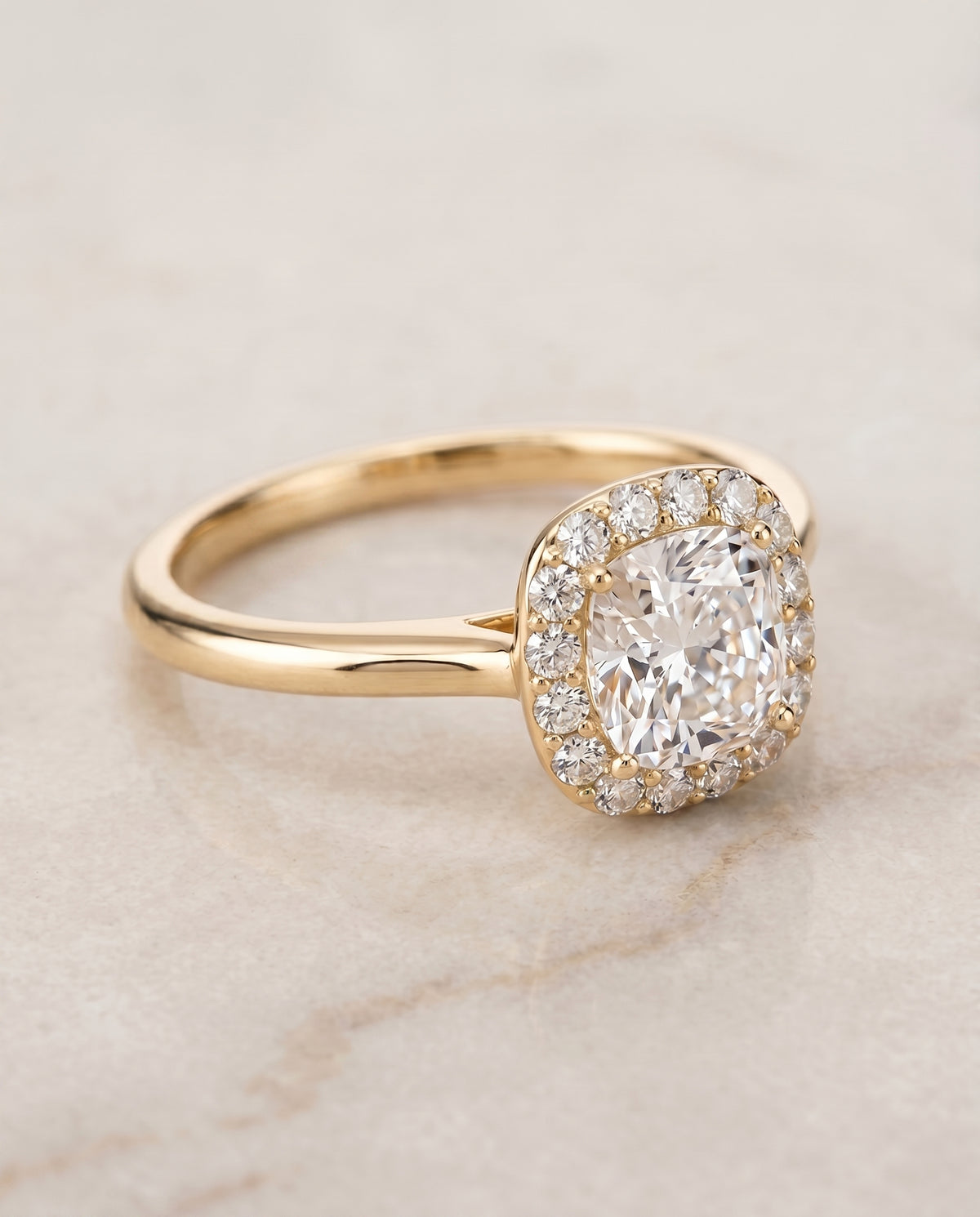The Etta cushion engagement ring setting in 18K Yellow Gold | RockHer