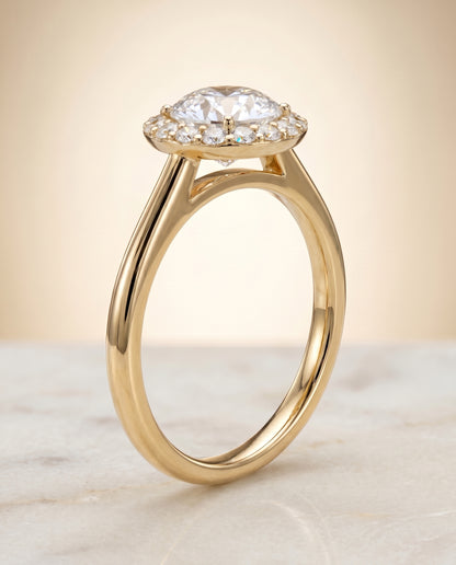 The Etta Classic Shared Prong Halo Round Engagement Ring Setting in 18K Yellow Gold
