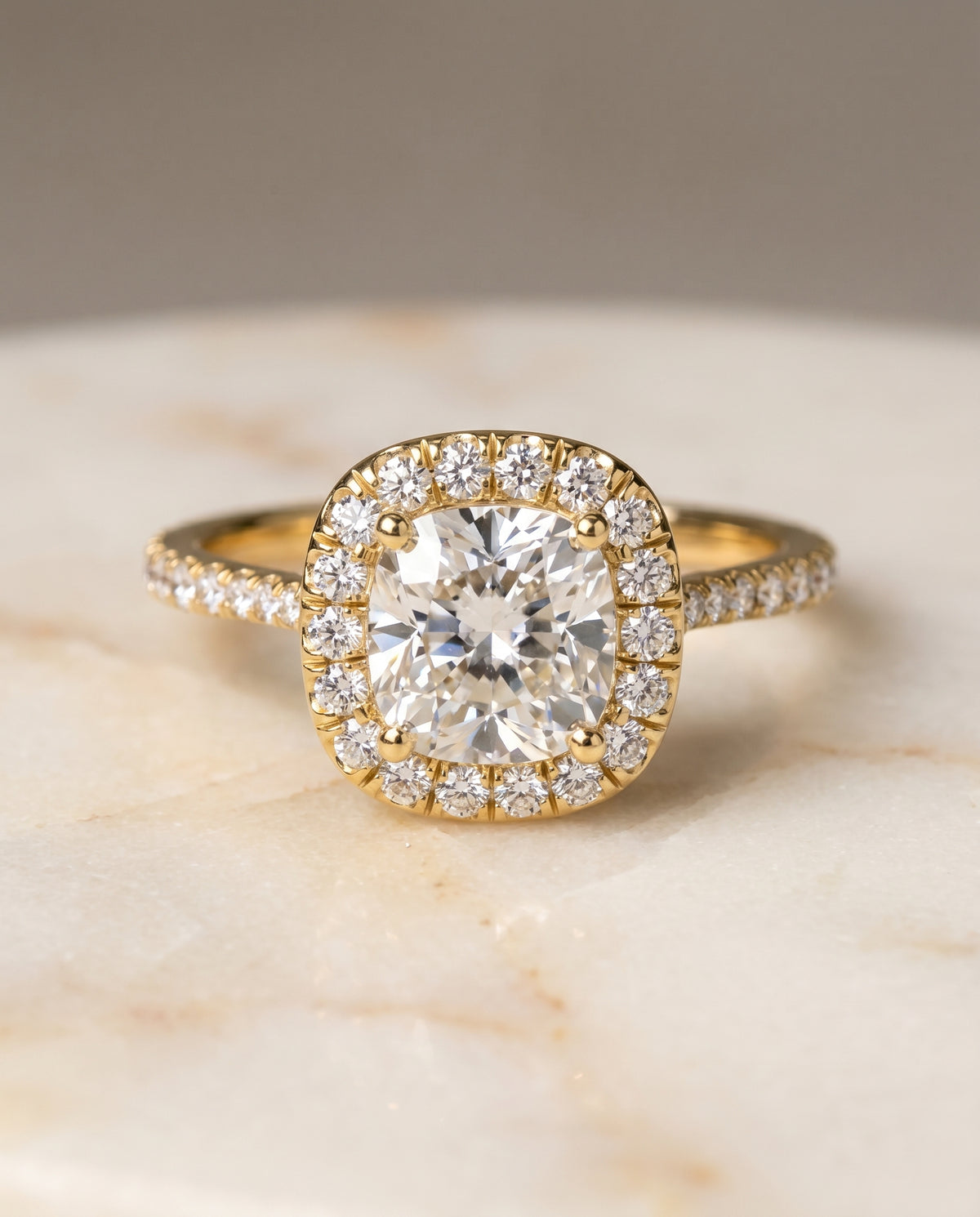 The Everly cushion engagement ring setting in 18K Yellow Gold | RockHer