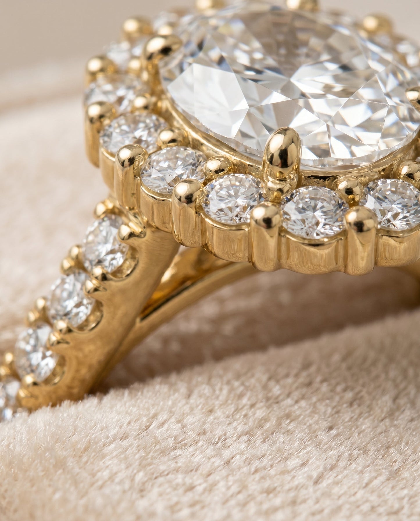 The Fiona Select Halo Engagement Ring with Lab Diamond in 18K Yellow Gold - view 4