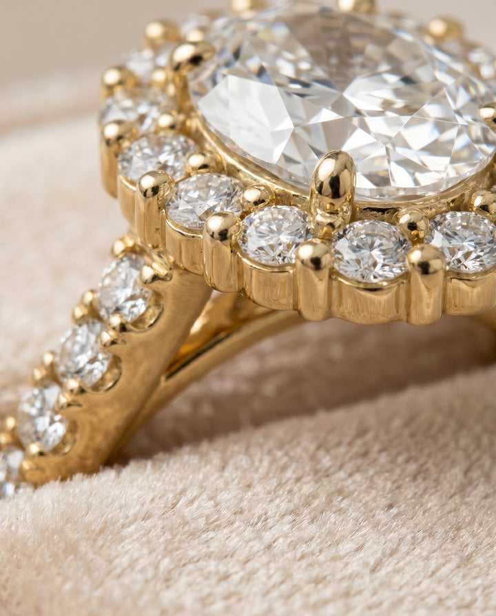 The Fiona Select Halo Engagement Ring with Lab Diamond in 18K Yellow Gold - view 4