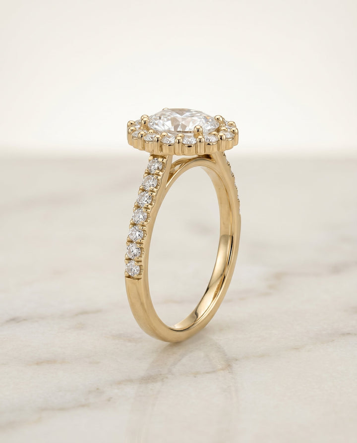 The Fiona Select Halo Engagement Ring with Lab Diamond in 18K Yellow Gold - view 2