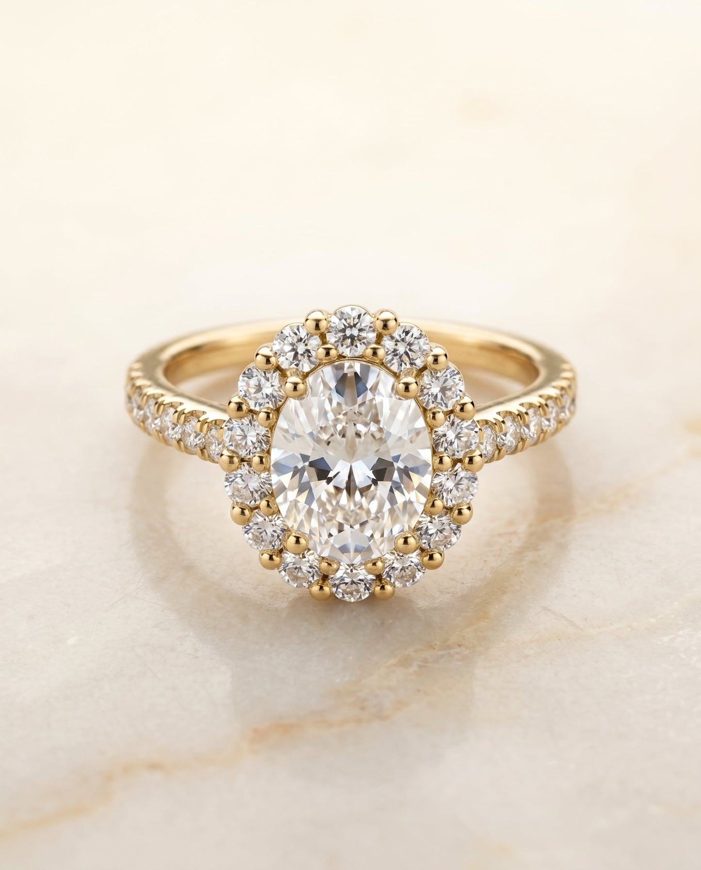 The Fiona Select Halo Engagement Ring with Lab Diamond in 18K Yellow Gold - view 1