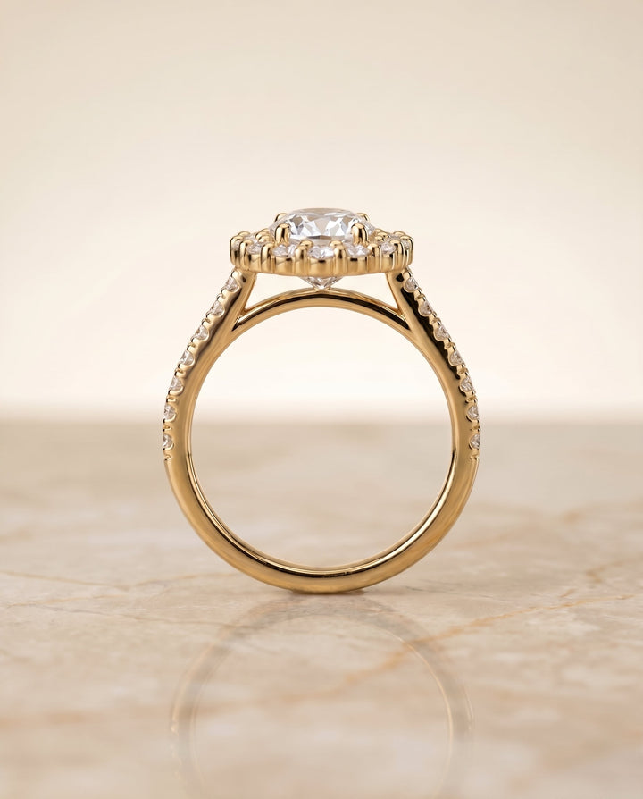 The Fiona Select Halo Engagement Ring with Lab Diamond in 18K Yellow Gold - view 5