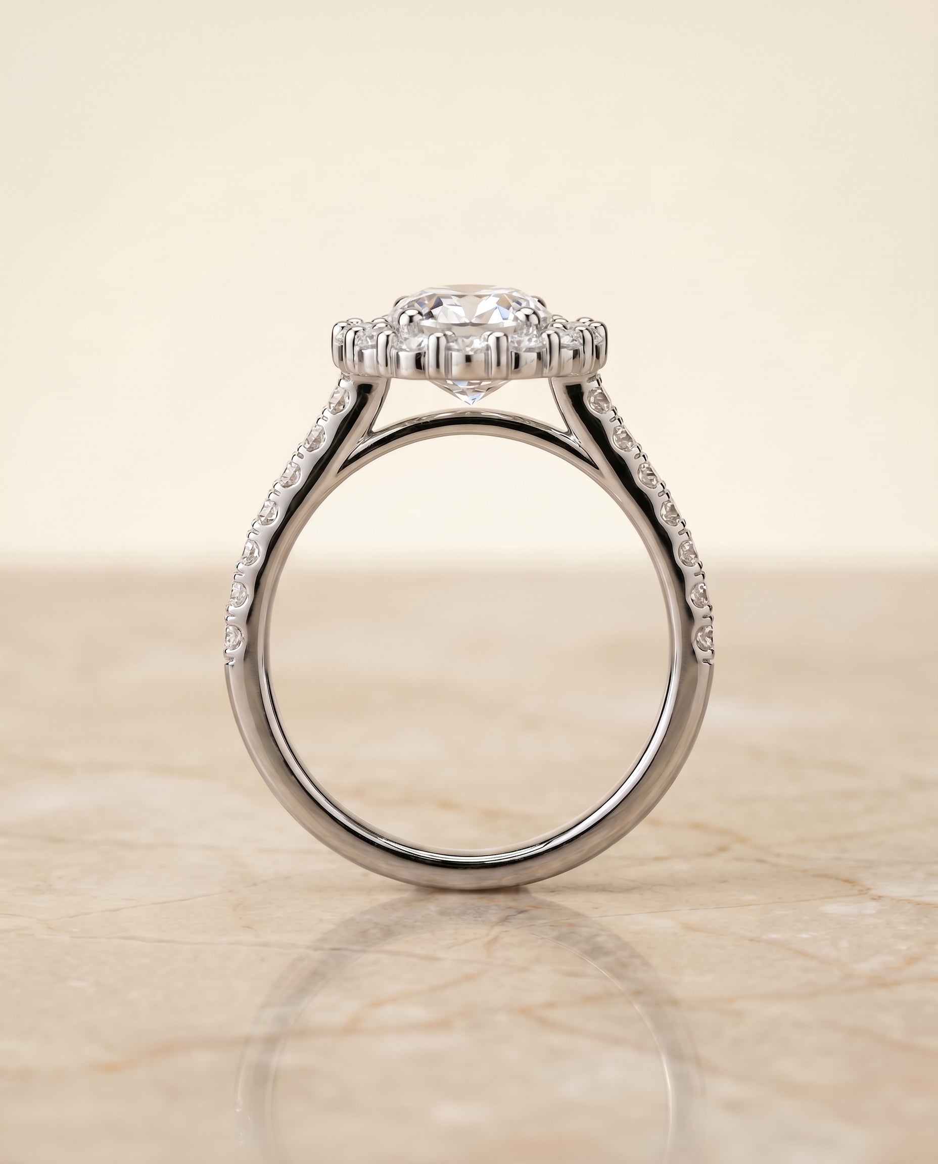 The Fiona setting for oval diamonds, made to order in Platinum | RockHer