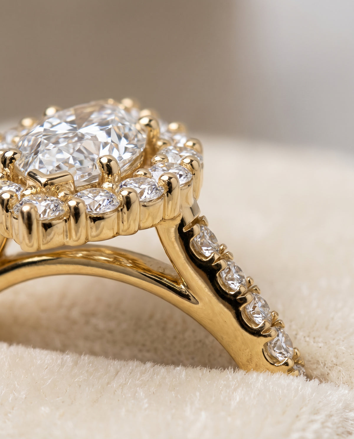18K Yellow Gold band of The Fiona marquise engagement ring setting | RockHer