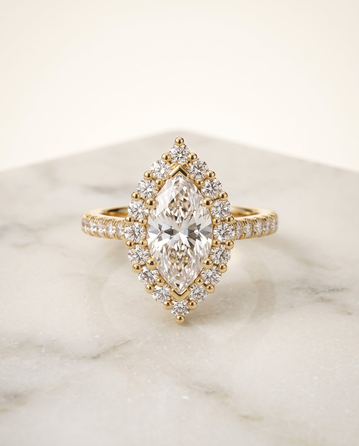 The Fiona marquise engagement ring setting in 18K Yellow Gold | RockHer
