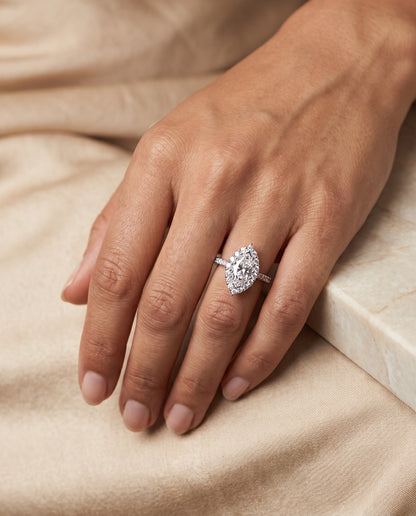 The Fiona Shared Prong Halo Marquise Engagement Ring Setting in Platinum
