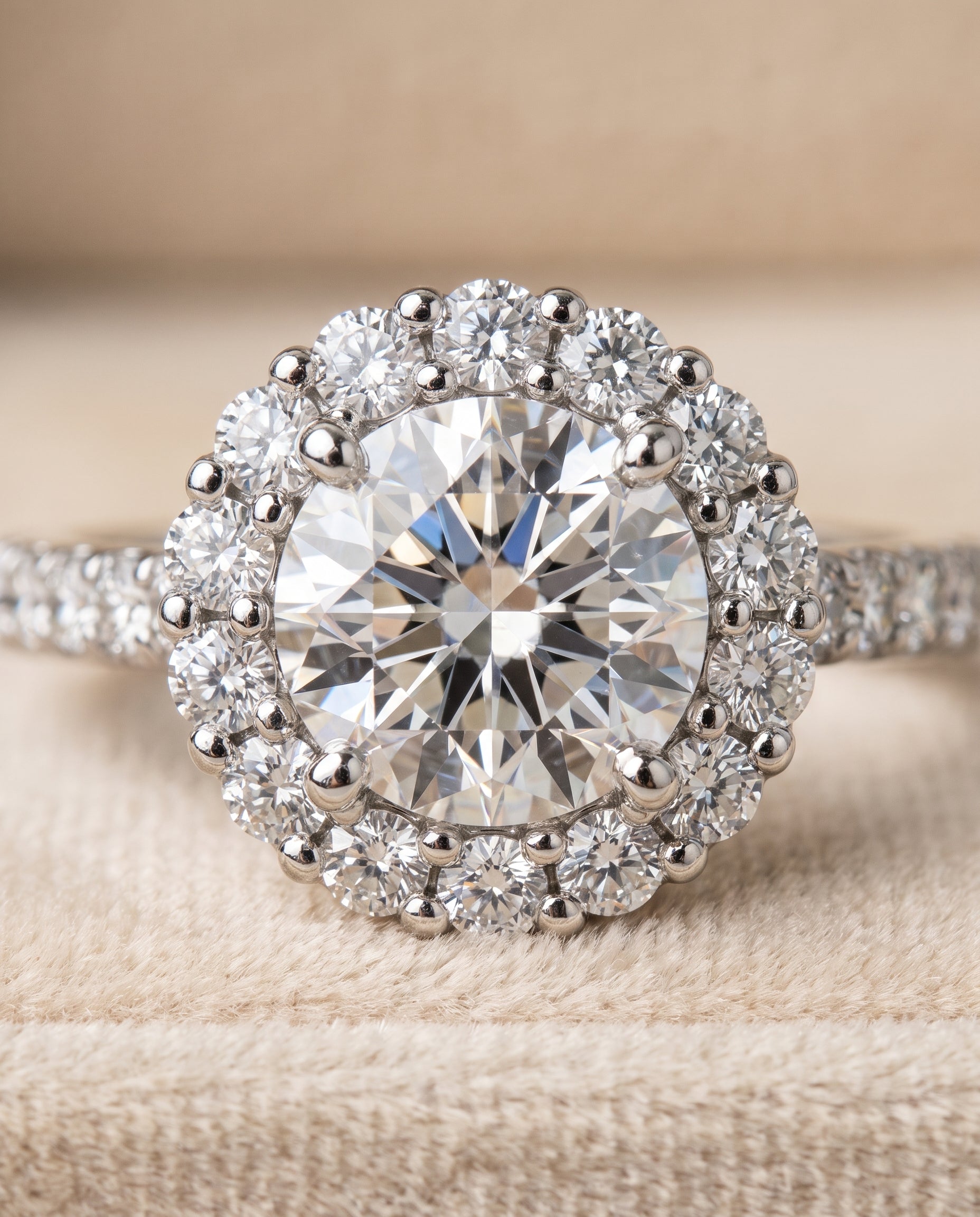 Platinum band of The Fiona round engagement ring setting | RockHer