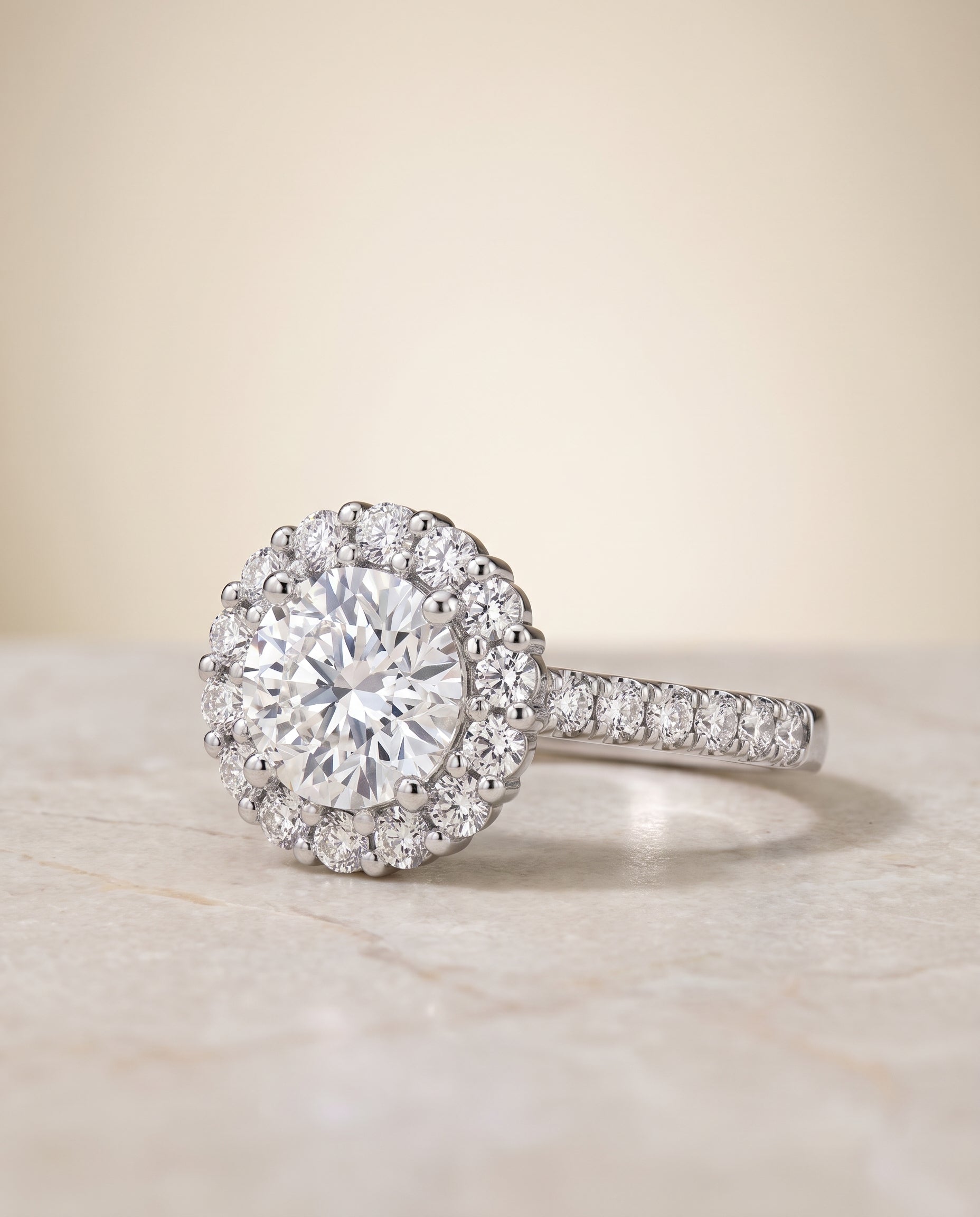 The Fiona setting for round diamonds, made to order in Platinum | RockHer