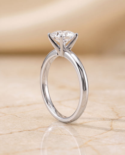 The Floria Comfort Fit Claw Prong Solitaire Cushion Cut Engagement Ring Setting in 18K White Gold