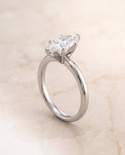 The Floria Comfort Fit Claw Prong Solitaire Marquise Engagement Ring Setting in Platinum