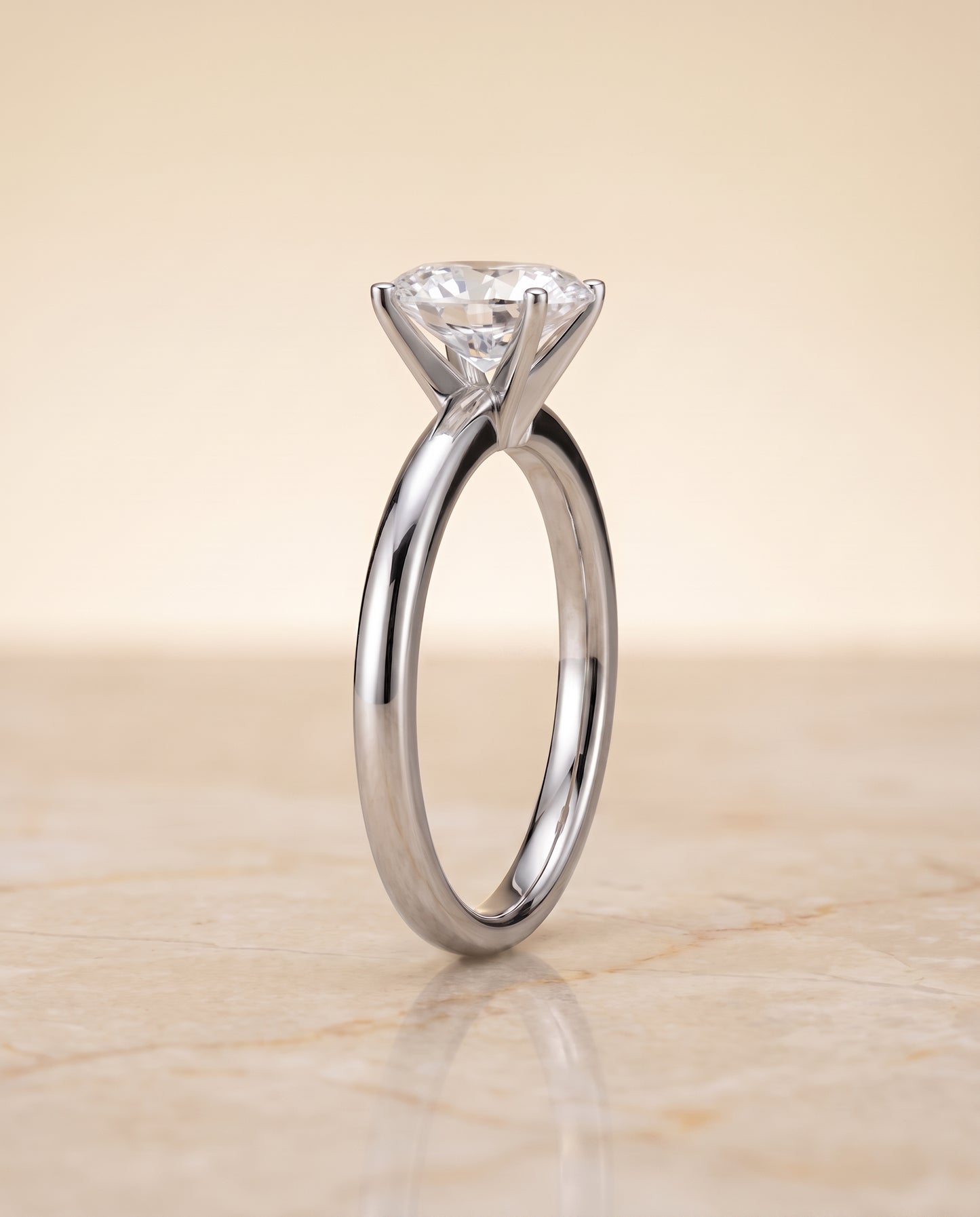 The Floria Comfort Fit Claw Prong Solitaire Oval Engagement Ring Setting in Platinum