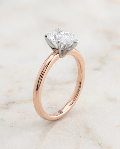 The Floria Comfort Fit Claw Prong Solitaire Pear Engagement Ring Setting in 14K Rose Gold