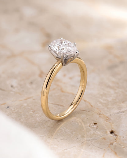 The Floria Comfort Fit Claw Prong Solitaire Pear Engagement Ring Setting in 18K Yellow Gold