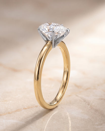 The Floria Comfort Fit Claw Prong Solitaire Pear Engagement Ring Setting in 18K Yellow Gold