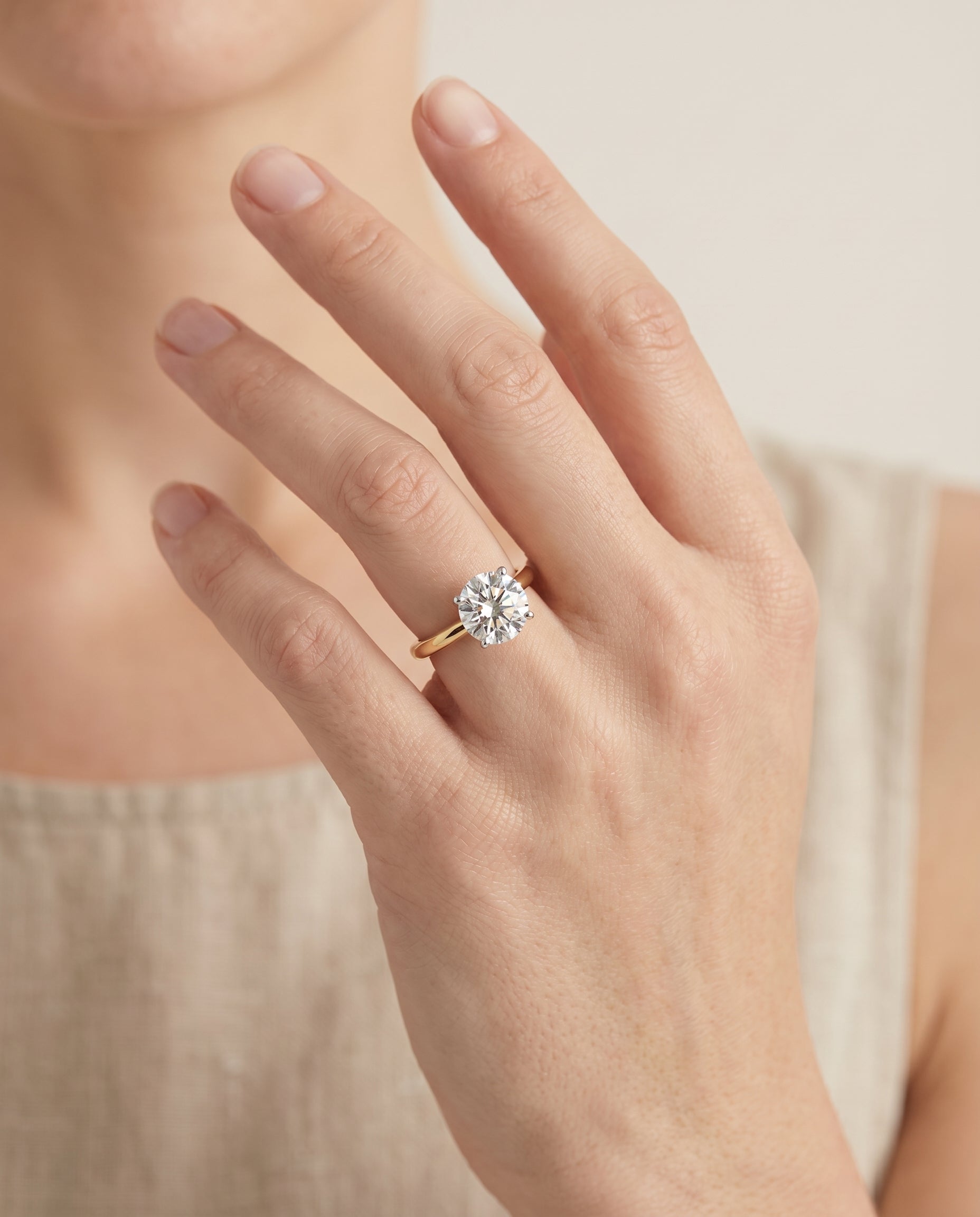 The Floria engagement ring setting in 18K Yellow Gold, comfort fit claw prong solitaire design | RockHer