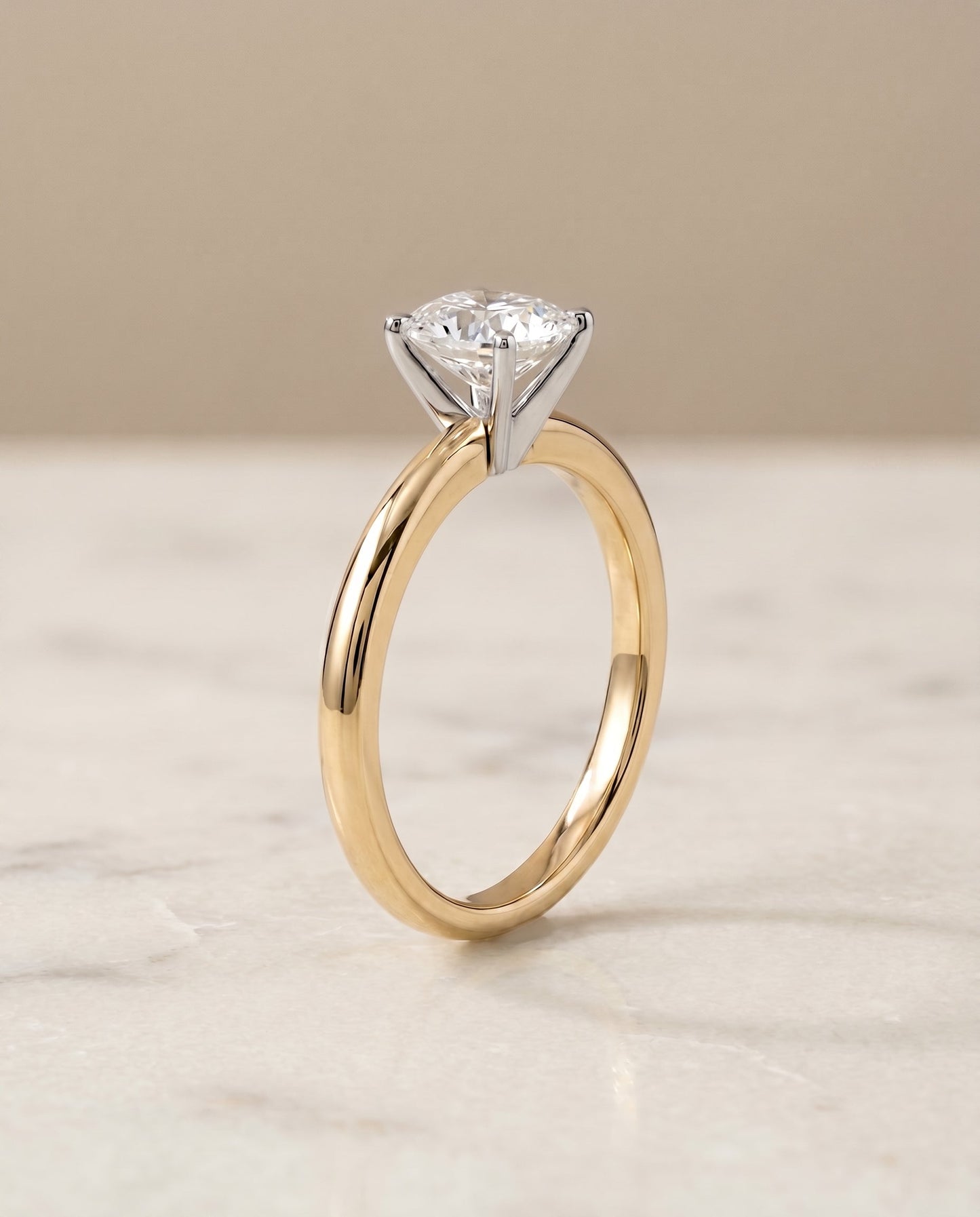 Floria Select Solitaire Cushion Cut Lab Diamond Engagement Ring in 18K Yellow Gold, front view | RockHer