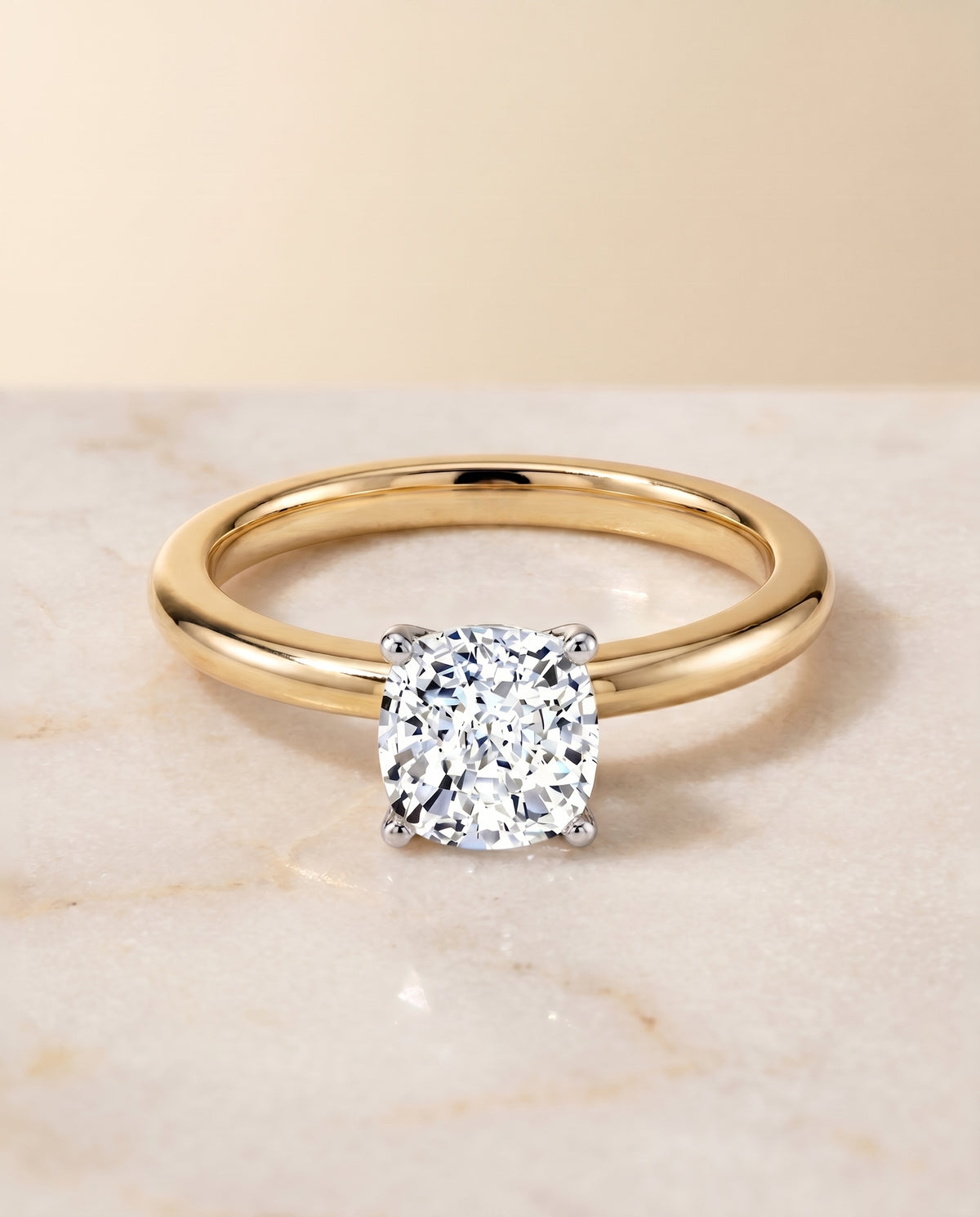 The Floria cushion engagement ring setting in 18K Yellow Gold | RockHer