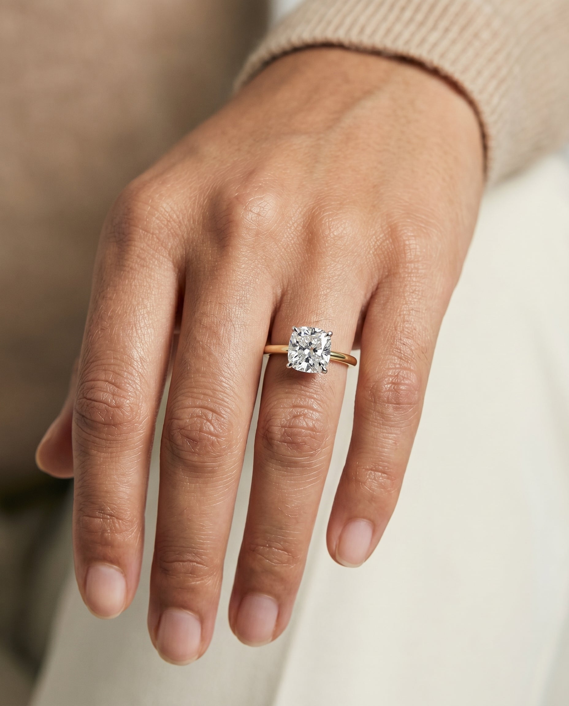 The Floria engagement ring setting in 18K Yellow Gold, comfort fit claw prong solitaire cut design | RockHer