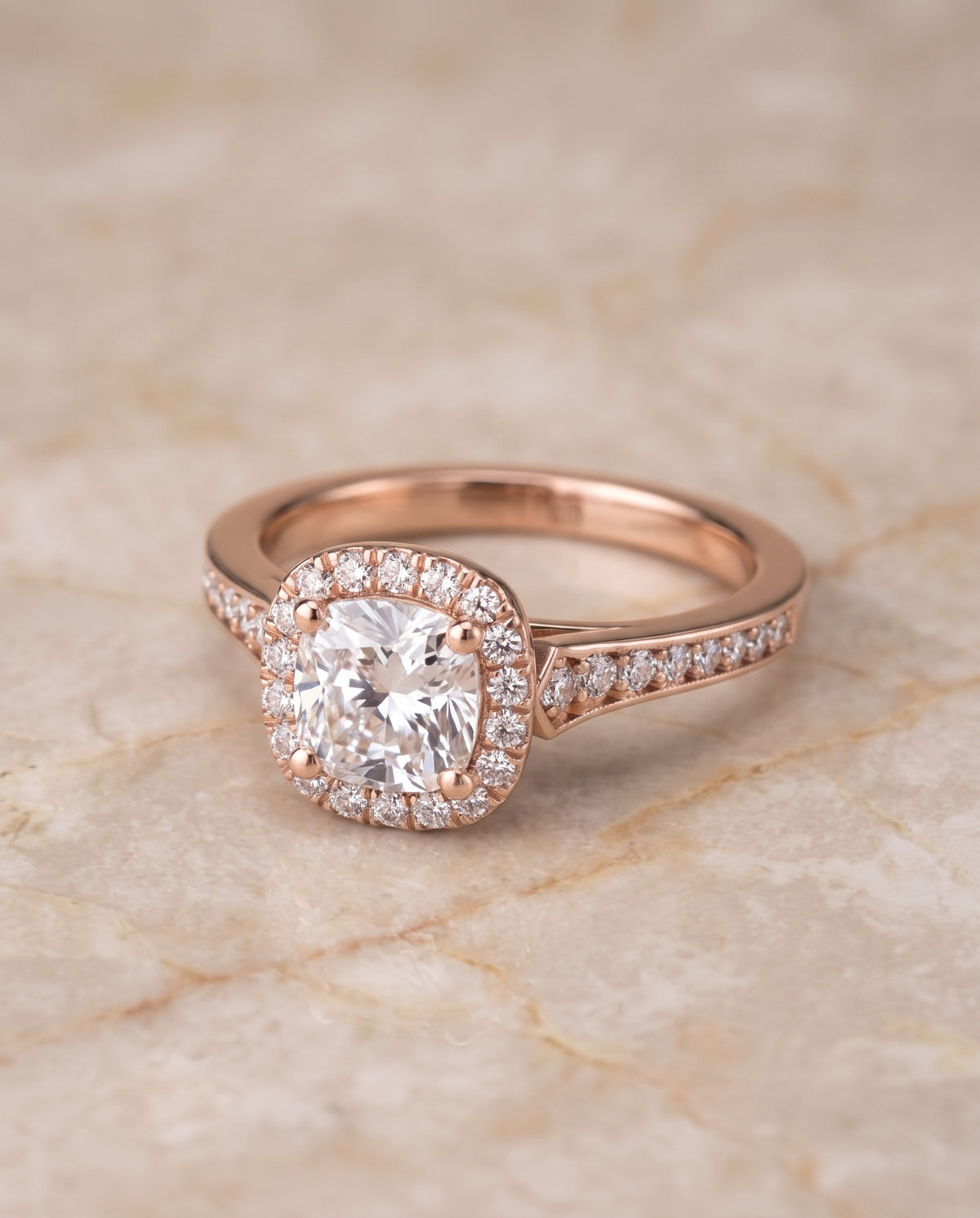 The Genesis cushion engagement ring setting in 14K Rose Gold | RockHer